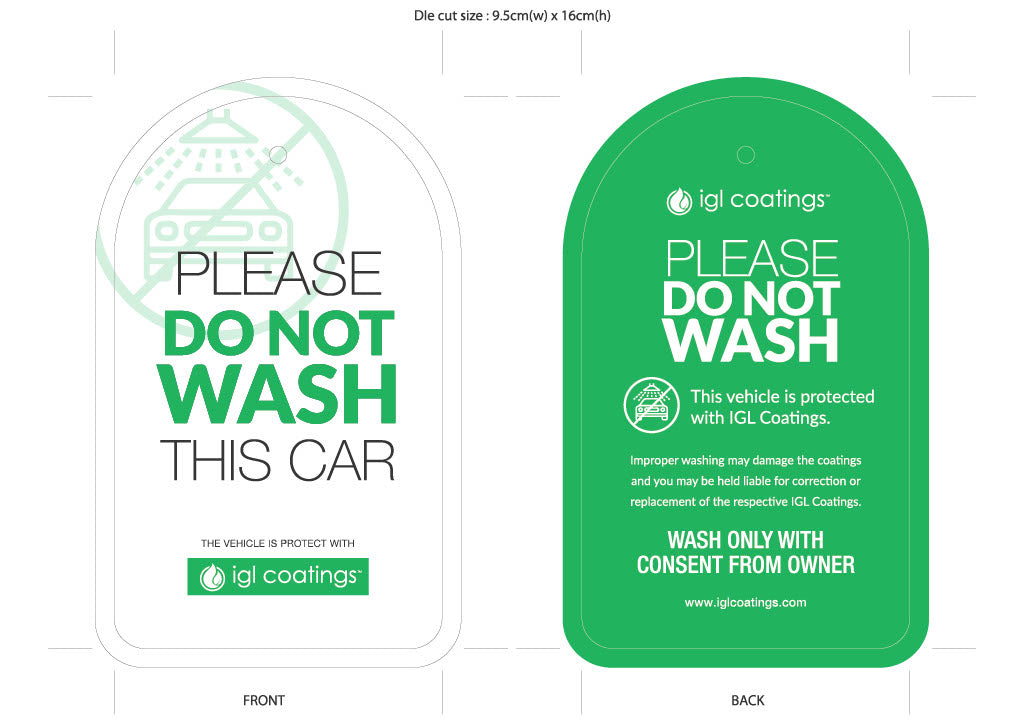 IGL Coatings Australia Marketing Do Not Wash Hang Tag - Mirror Hanger 50pc