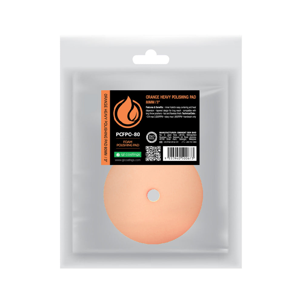 IGL Coatings Australia paint correction 3 inch IGL Orange Heavy Polishing Foam Pad