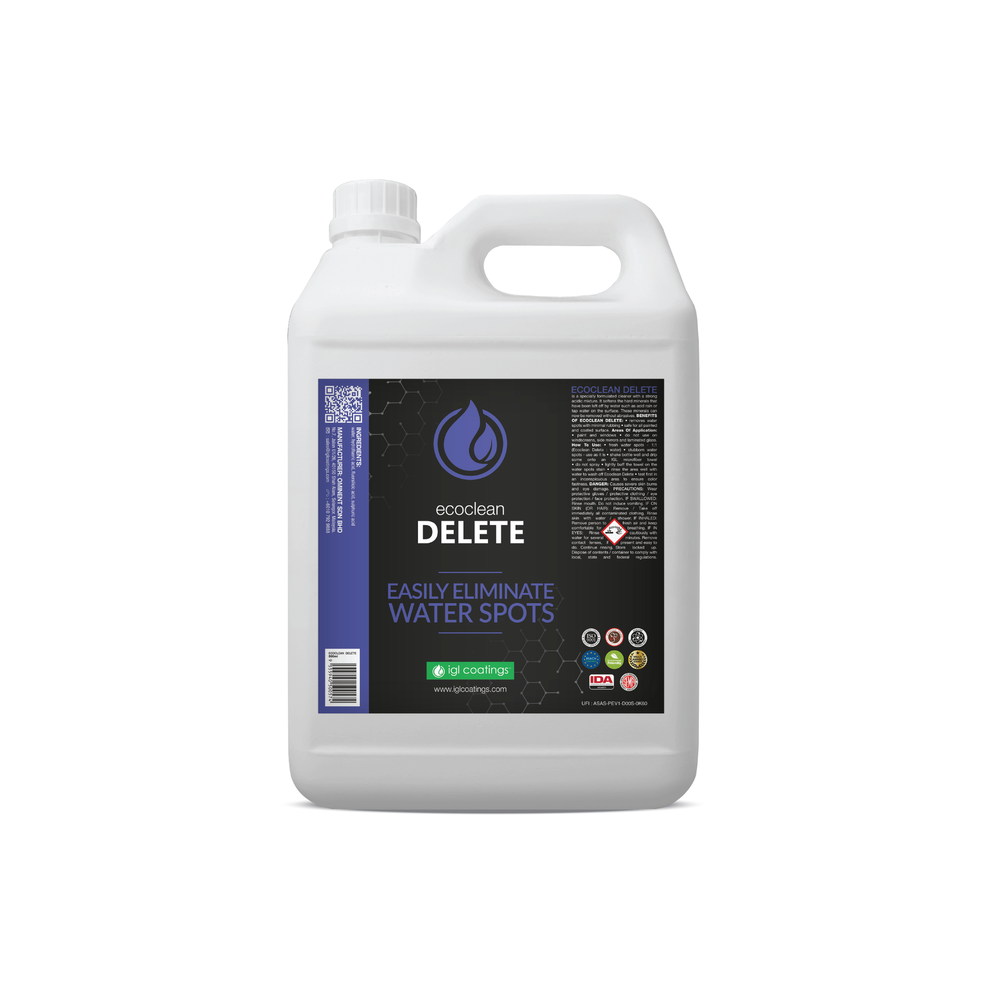IGL Coatings Australia Exterior Care 5L IGL Ecoclean Delete Waterspot Remover