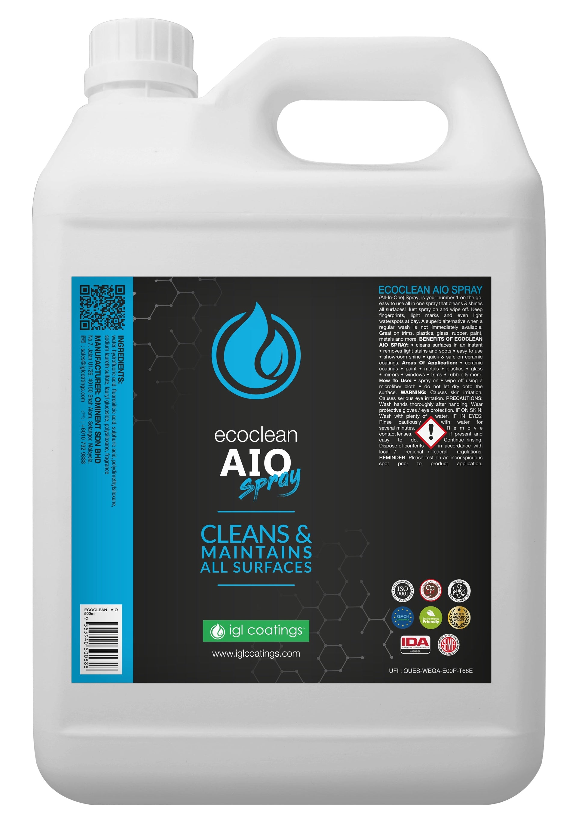 IGL Coatings Australia Paint sealant 5L IGL AIO (All In One) - Sealant - Drying Aid - Waterspot Remover - Waterless Wash Spray
